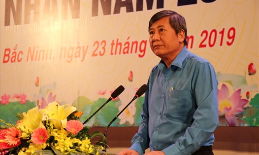 Đồng chí Trần Thanh Hải- Phó Chủ tịch Thường trực Tổng LĐLĐVN phát biểu tại buổi lễ. Ảnh: PV