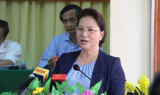 Chủ tịch Quốc hội Nguyễn Thị Kim Ngân phát biểu trước cử tri.