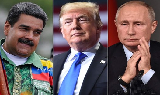 Tổng thống Nicolas Maduro, Donald Trump và Vladimir Putin. Ảnh: Politicoscope