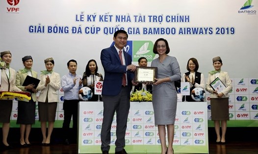 VPF công bố nhà tài trợ Cúp quốc gia Bamboo Airways 2019. Ảnh: Minh Hoàng 