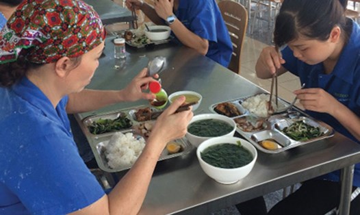 Bữa ăn cho CNLĐ tại Nhà máy sợi Hòa xá (TCty CP Dệt May Nam Định, KCN Hòa Xá, TP.Nam Định, tỉnh Nam Định). Ảnh minh họa. Ảnh: QUẾ CHI