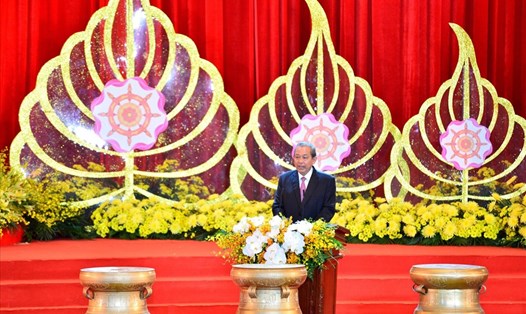 Uỷ viên Bộ Chính trị, Phó Thủ tướng Thường trực Chính phủ Trương Hoà Bình phát biểu tại Lễ bế mạc. 