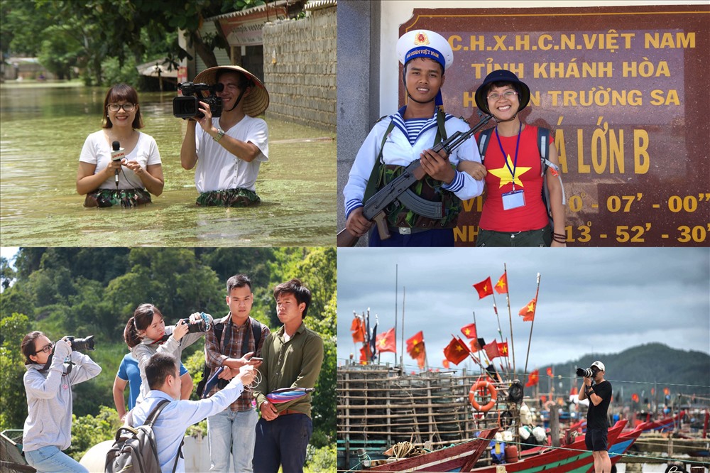 Phóng viên Lao Động điện tử tác nghiệp.