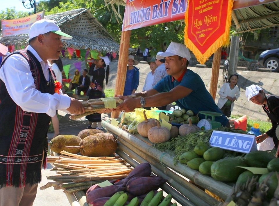 Đọt cây mây rừng, một sản vật của núi rừng Đakrông được nhiều du khách chọn mua tại phiên chợ vùng cao. Ảnh: Hưng Thơ.