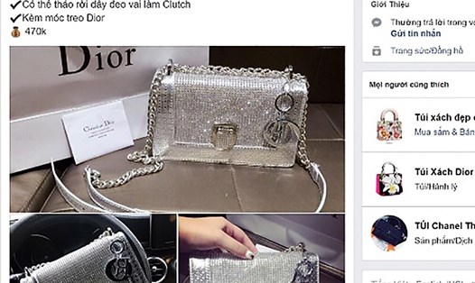 Túi xách giả thương hiệu Dior bán với giá vài trăm ngàn trên Facebook (chụp màn hình).