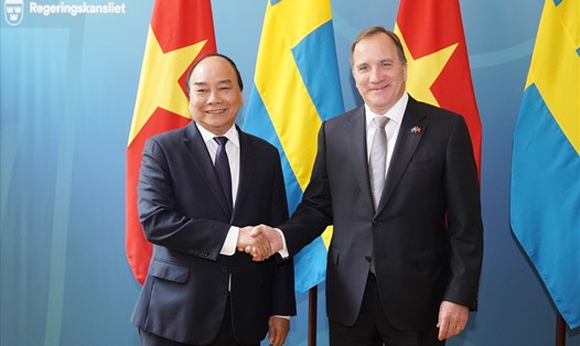 Thủ tướng Nguyễn Xuân Phúc và Thủ tướng Thụy Điển Stefan Löfven. Ảnh: VGP.
