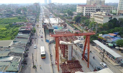 Đường sắt Nhổn- Ga Hà Nội đạt trên 98% khối lượng xây lắp trên cao.