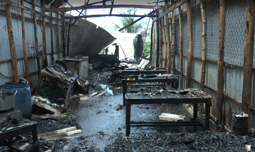 Hiện trường sau vụ cháy tại xã Vĩnh Hậu, huyện Hòa BÌnh, Bạc Liêu.