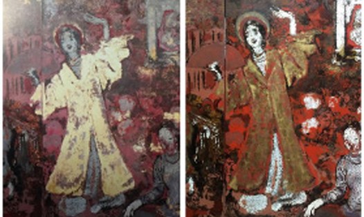 Trích đoạn bức tranh sau khi “vệ sinh” khiến giới họa sĩ bị sốc vì bị phá hỏng (phải) so với nguyên tác (trái).