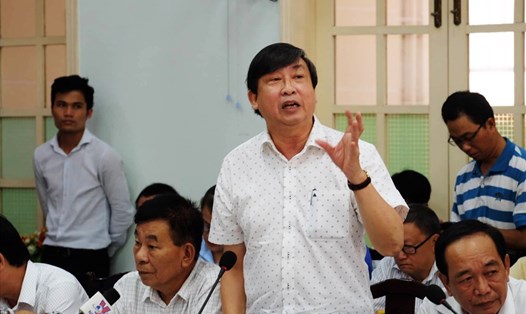 Ông Bùi Văn Tiếng - Chủ tịch Hội Khoa học Lịch sử Đà Nẵng kiên quyết dừng dự án. Ảnh: HV