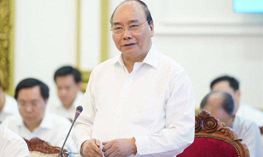 Thủ tướng Nguyễn Xuân Phúc phát biểu tại buổi làm việc. Ảnh: VGP/Quang Hiếu