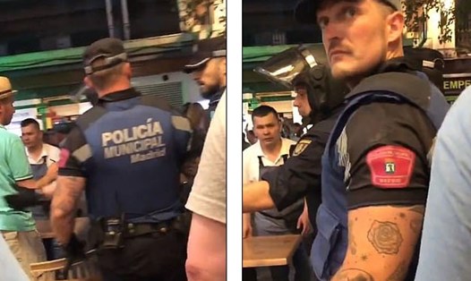 Cảnh sát Tây Ban Nha tiến vào quán bar để trấn áp CĐV Anh.