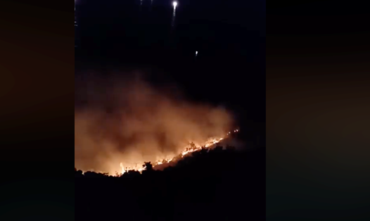 Cháy rừng Sơn Trà trong đêm 10.6. Ảnh chụp từ video