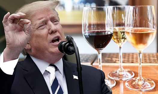 Tổng thống Mỹ Donald Trump dọa tính thuế với rượu của Pháp. Ảnh: Getty.