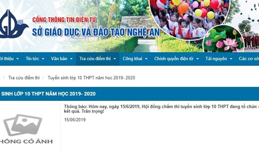 Sở Giáo dục và Đào tạo Nghệ An thông báo: Hội đồng chấm thi tuyển sinh lớp 10 THPT đang tổ chức chấm thi, nên chưa có kết quả.