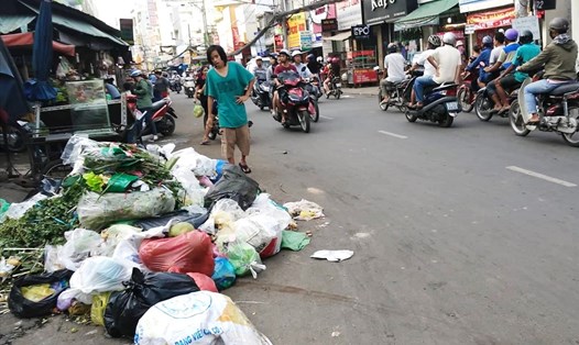 Các loại rác thải chất đống trên đường Nguyễn Văn Nghi (Q.Gì Vấp, TPHCM).  Ảnh: M.Q