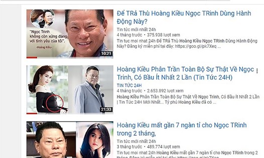 “Chuyện tình Hoàng Kiều – Ngọc Trinh” trở thành chủ đề với nhiều thông tin được thêu dệt, bịa đặt trên YouTube.