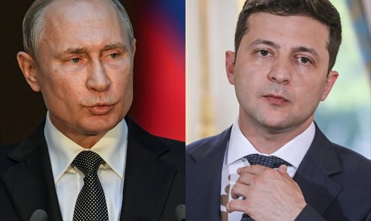 Tổng thống Vladimir Putin và Tổng thống Volodymyr Zelensky có cuộc điện đàm đầu tiên hôm 11.7. Ảnh: AFP