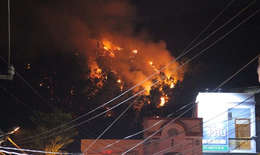 Vụ cháy được phát hiện lúc 21h, tại khu vực rừng trên núi Bà Hỏa. Ảnh: N.T
