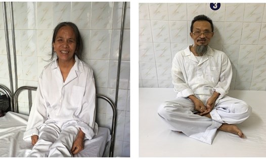 Niềm vui của bệnh nhân Phùng Thị T và bệnh nhân Lưu Văn V sau khi đặt stent có màng bọc động mạch thân tạng thành công.