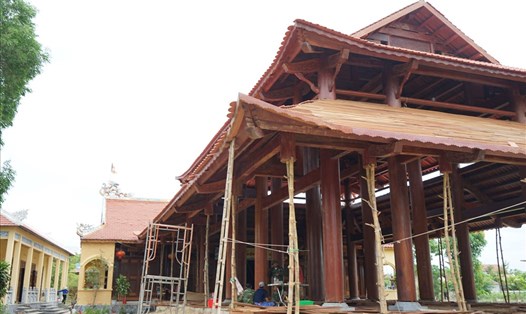 Công trình xây dựng mới trên nền cũ chùa Vĩnh Phúc tại xã Xuân Hải (Nghi Xuân-Hà Tĩnh). Ảnh: PV