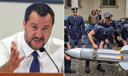 Cuộc điều tra âm mưu của một nhóm người Ukraina định ám sát Phó Thủ tướng Italia Matteo Salvini (trái) đã dẫn đến vụ bắt giữ vũ khí, bao gồm cả tên lửa đất đối không của nhóm cực hữu. Ảnh: Reuters/AFP