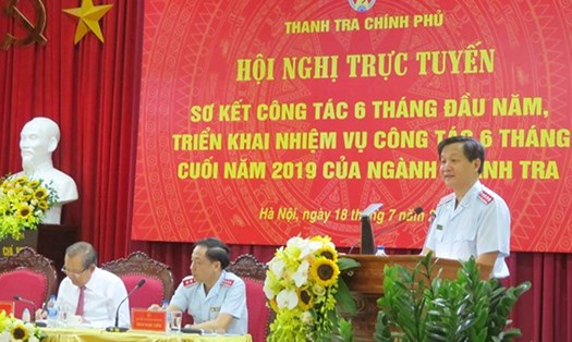 Tổng Thanh tra Chính phủ Lê Minh Khái phát biểu khai mạc hội nghị. Ảnh H.G
