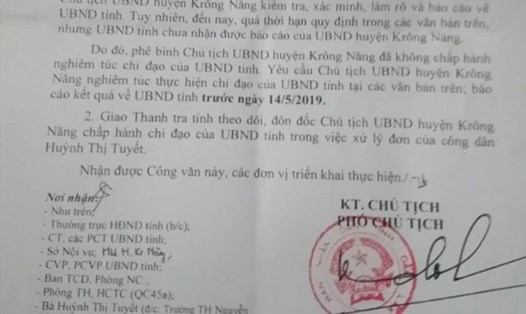 Tỉnh Đắk Lắk vừa phê bình Chủ tịch UBND huyện Krông Năng vì không chấp hành nghiêm túc chỉ đạo của tỉnh. Ảnh: H.L