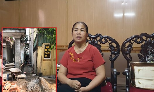 Bà Bùi Thị Sâm (ảnh lớn) bức xúc trước việc chính quyền địa phương cấp sổ đỏ trên đất làm ngõ đi chung. Ảnh: Phạm Đông