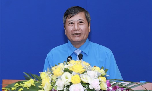 Phó Chủ tịch Thường trực Tổng LĐLĐVN Trần Thanh Hải phát biểu tại hội nghị. Ảnh: Hải Nguyễn