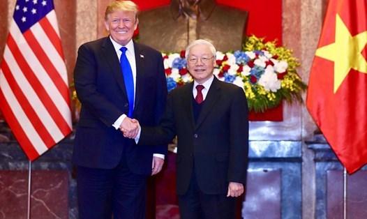 Tổng Bí thư, Chủ tịch Nước Nguyễn Phú Trọng và Tổng thống Mỹ Donald Trump. Ảnh: Hải Nguyễn.
