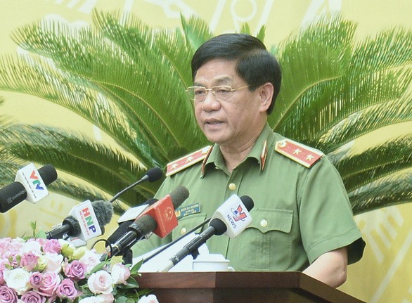 Giám đốc Công an TP Hà Nội Đoàn Duy Khương nêu tên 5 chung cư đã chuyển VKS xem xét khởi tố. Ảnh: Nam Trần.