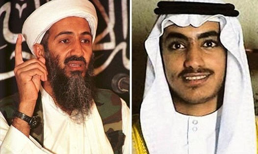 Trùm khủng bố Osama bin Laden (trái) và con trai Hamza bin Laden. Ảnh: Getty.