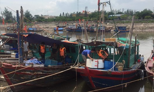 Các lực lượng hướng dẫn phương tiện, tàu thuyền tại khu vực cảng cá Ngọc Hải, quận Đồ Sơn vào nơi tránh trú an toàn.