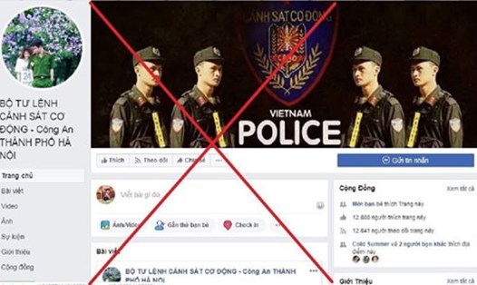 Một trang Facebook giả mạo Facebook của Công an Hà Nội. Ảnh: PV
