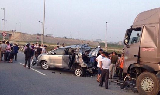 Hiện trường tai nạn trên cao tốc Hà Nội - Thái Nguyên. Ảnh: A.T