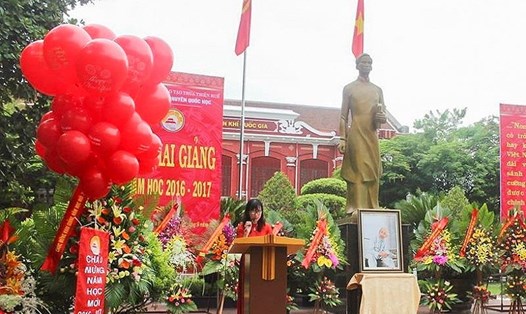 Năm nay, lễ khai giảng ở Thừa Thiên - Huế không thả bóng bay. Ảnh: PĐ.