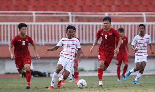 U18 Campuchia liên tục tạo địa chấn ở giải U18 Đông Nam Á 2019 khi đánh bại của U18 Thái Lan và U18 Việt Nam. Ảnh: VFF