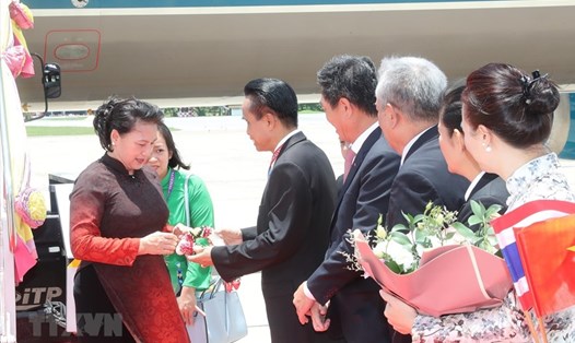 Lễ đón Chủ tịch Quốc hội Nguyễn Thị Kim Ngân. Ảnh: TTXVN