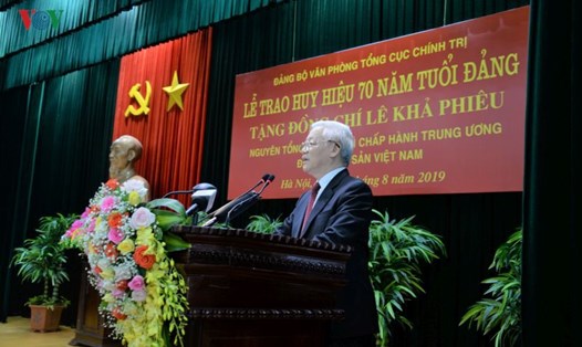 Tổng Bí thư, Chủ tịch Nước Nguyễn Phú Trọng phát biểu tại buổi lễ. Ảnh: VOV.