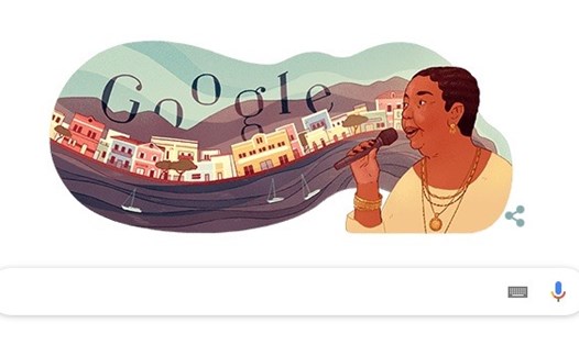 Google Doodle vinh danh nữ ca sĩ Cesária Évora. Ảnh chụp màn hình