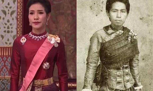 Hoàng quý phi vừa được sắc phong Sineenat Wongvajirapakdi (trái) và hoàng quý phi Pae Bunnag năm 1921. Ảnh: Khaosod.