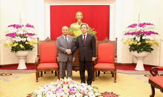 Trưởng ban Kinh tế Trung ương Nguyễn Văn Bình tiếp Đại sứ Ả-rập Xê-út. Ảnh: ĐT