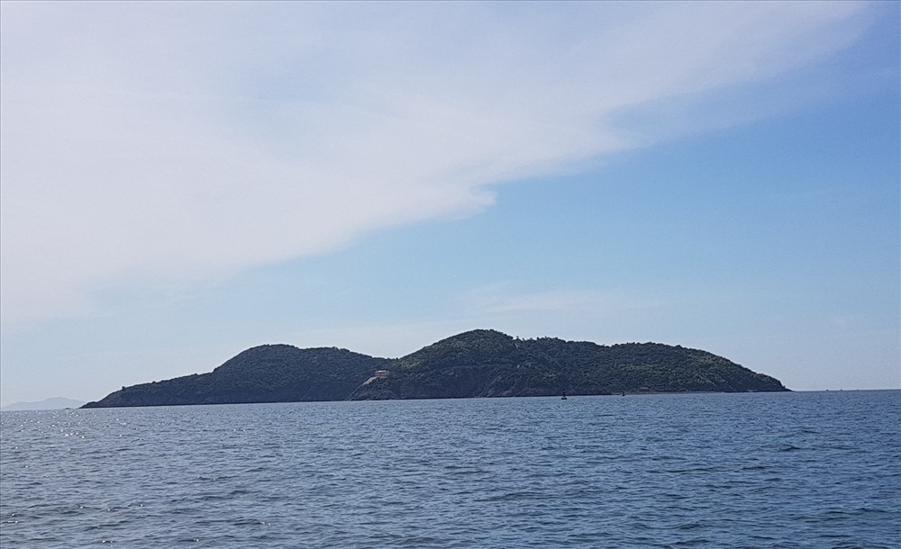 Nhìn từ xa, đảo Ngư như con cá xanh biếc khổng lổ nổi trên mặt biển Đông. Ảnh: QĐ