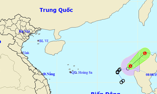 Vị trí và đường đi của áp thấp nhiệt đới. Ảnh: nchmf.gov.vn.