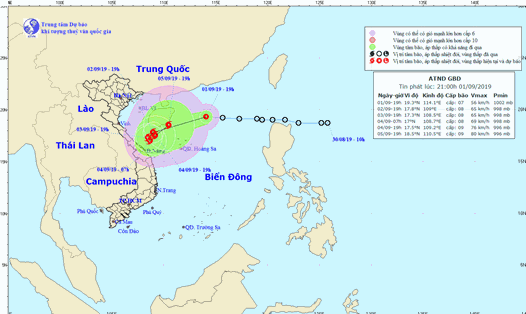 Vị trí và đường đi của áp thấp nhiệt đới khả năng mạnh thành bão số 5. Ảnh: nchmf.gov.vn.