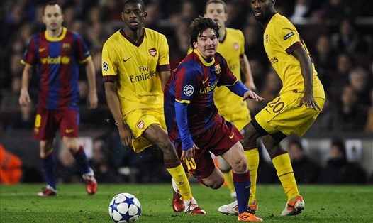 Messi từng ghi 4 bàn vào lưới Arsenal mùa giải 2009/2010. Ảnh Bleacher Report