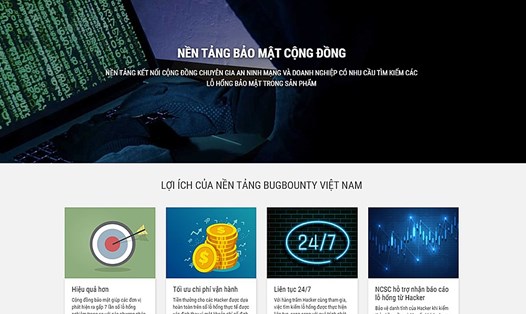Giao diện trang chủ nền tảng kết nối Vietnam Bug Bounty.