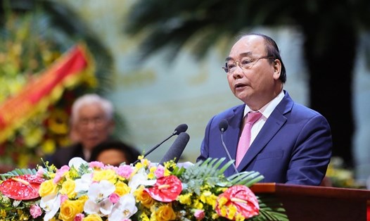 Thủ tướng Nguyễn Xuân Phúc phát biểu tại Đại hội. Ảnh: Nguyễn Hải