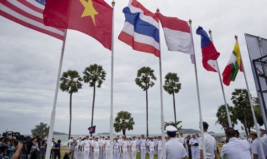 Lễ khai mạc diễn tập hàng hải chung Mỹ-ASEAN ngày 2.9. Ảnh: AP